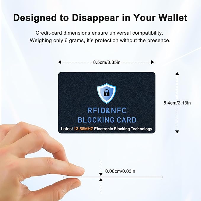 Vancle 6 Pack RFID Blocking Card, NFC-Blocking Credit Card Protector, Anti-Theft Protector for ID ATM Guard Debit Cards, Entire Wallet & Purse Protector