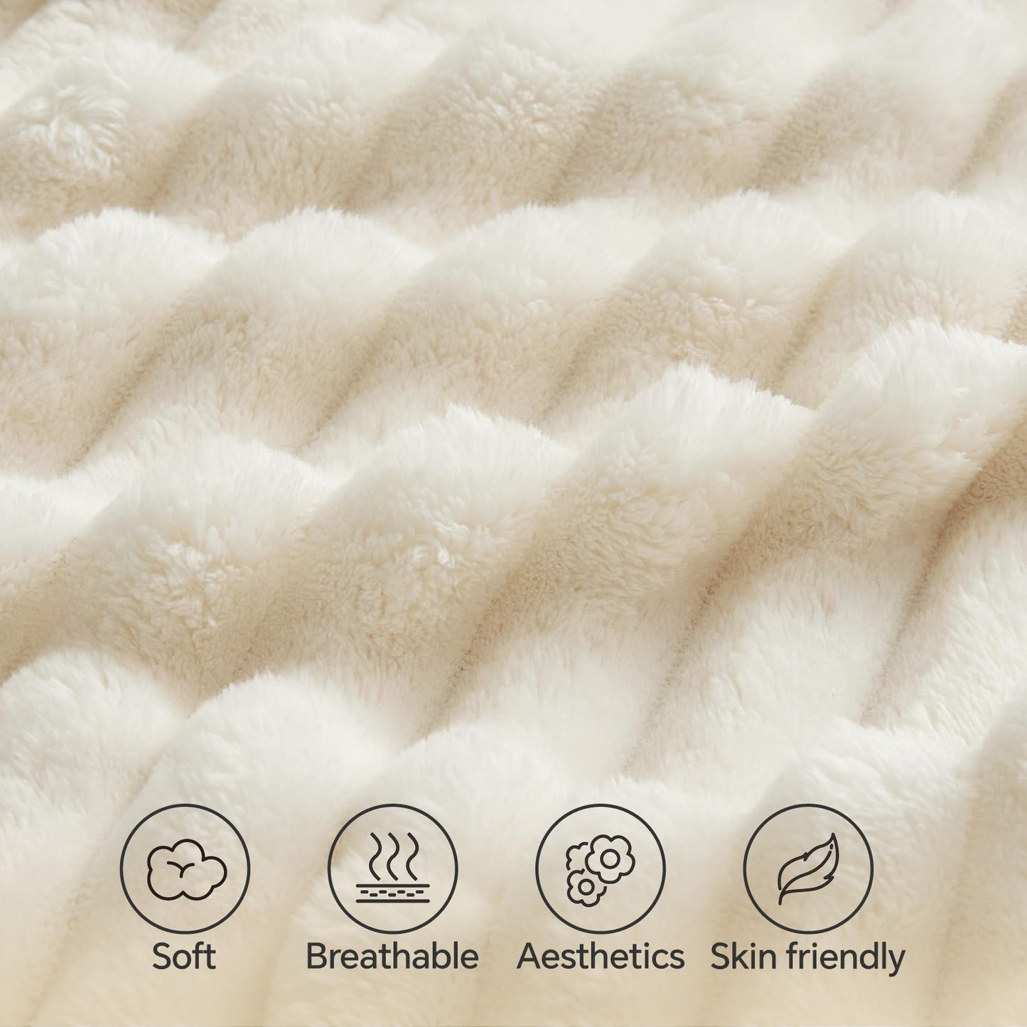BEDELITE Fluffy Faux Fur Body Pillow Cover with Zipper, Luxury Plush 3D Striped Pillow Cover 20x54 Inches, Super Soft and Cozy Long Body Pillow Pillowcase for Bed Sofa Couch Room Decor(Cream White)