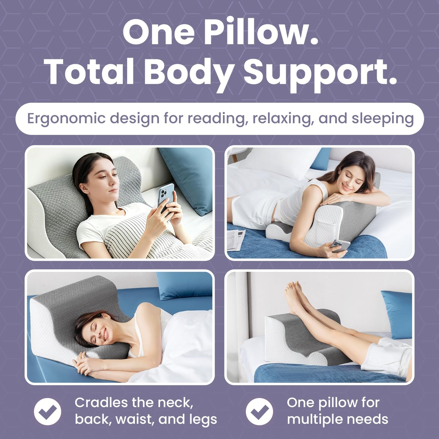 Zerora Reading Pillow for Sitting Up in Bed Rest, Lumbar Neck Support Pillow with Back Support, Home Bedroom Sofa Dorm Essentials for Sleeping Reading Gaming Foot Rest Floor Chair Cushion (Grey)