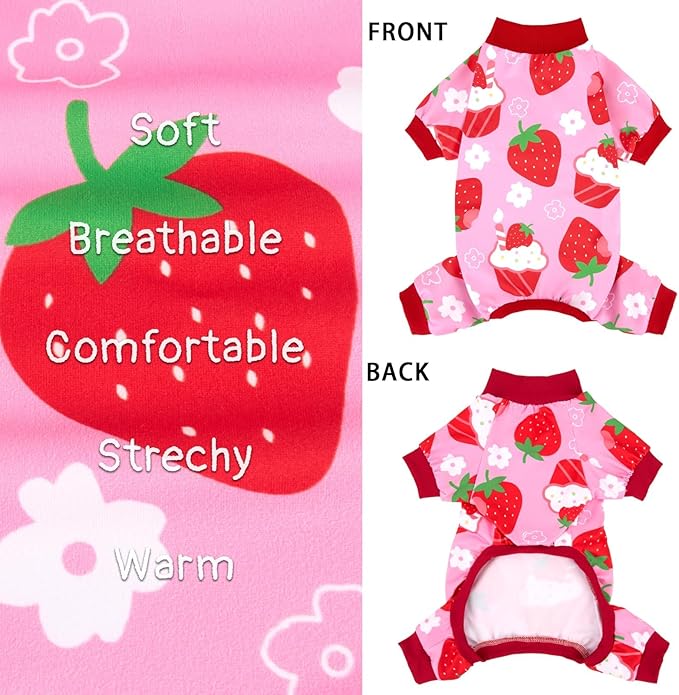 XPUDAC 4 Pieces Dog Pajamas Stretchy Dog Pjs Soft Cute Doggie Clothes for Small Medium Dogs Boy Girl Cats Pet Outfits