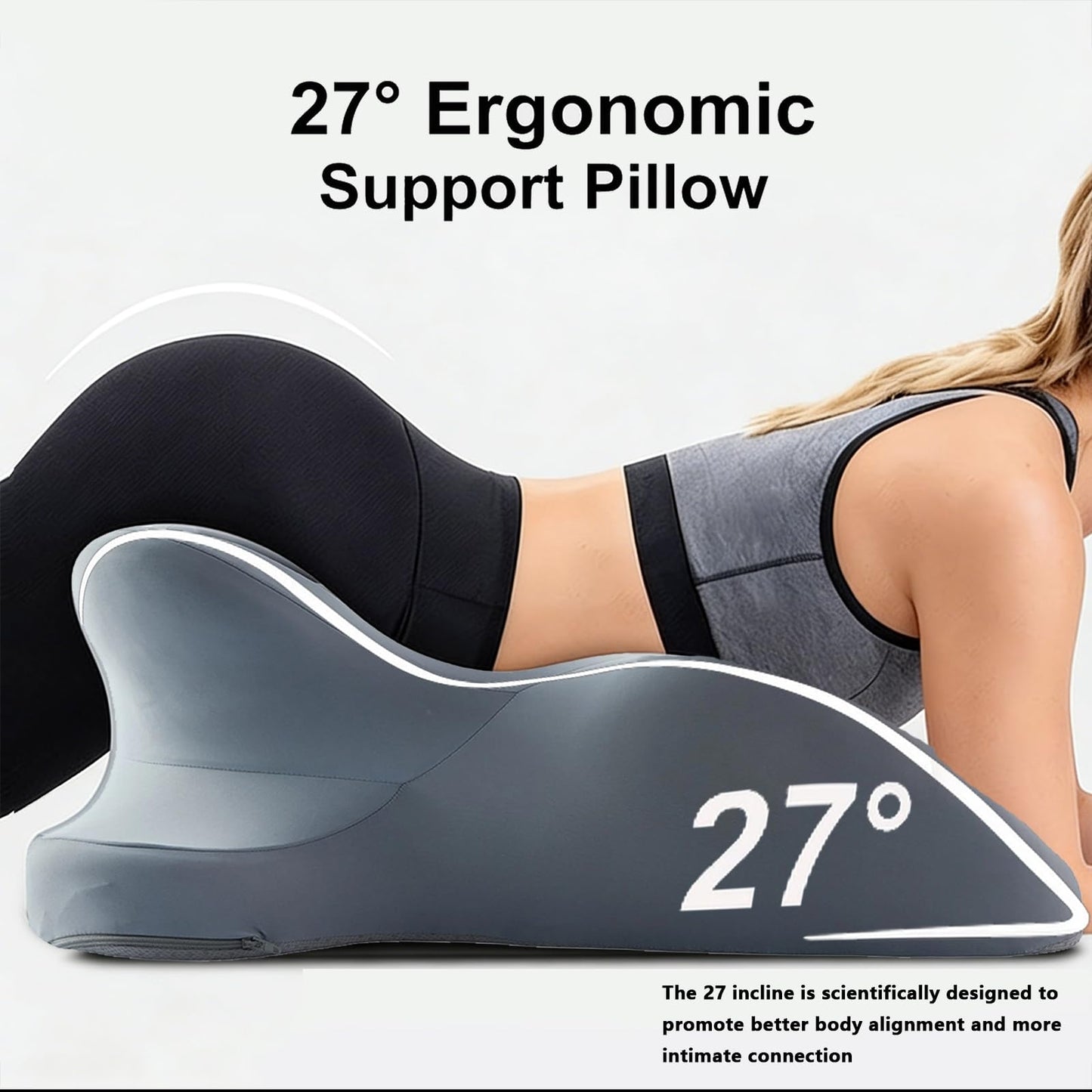 RSN Ergonomic Foam Wedge Pillow, 27° Angled Support for Neck and Waist, Multi-Position Support Pillow (Black)