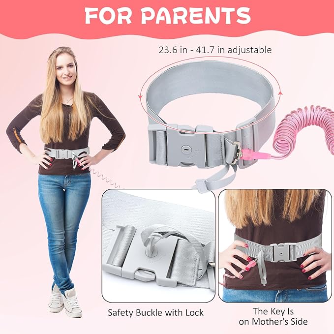JXM Upgraded Child Waist Harness with Lock for Hands-Free Safety Walking, Adjustable Tether for Outdoor Travel