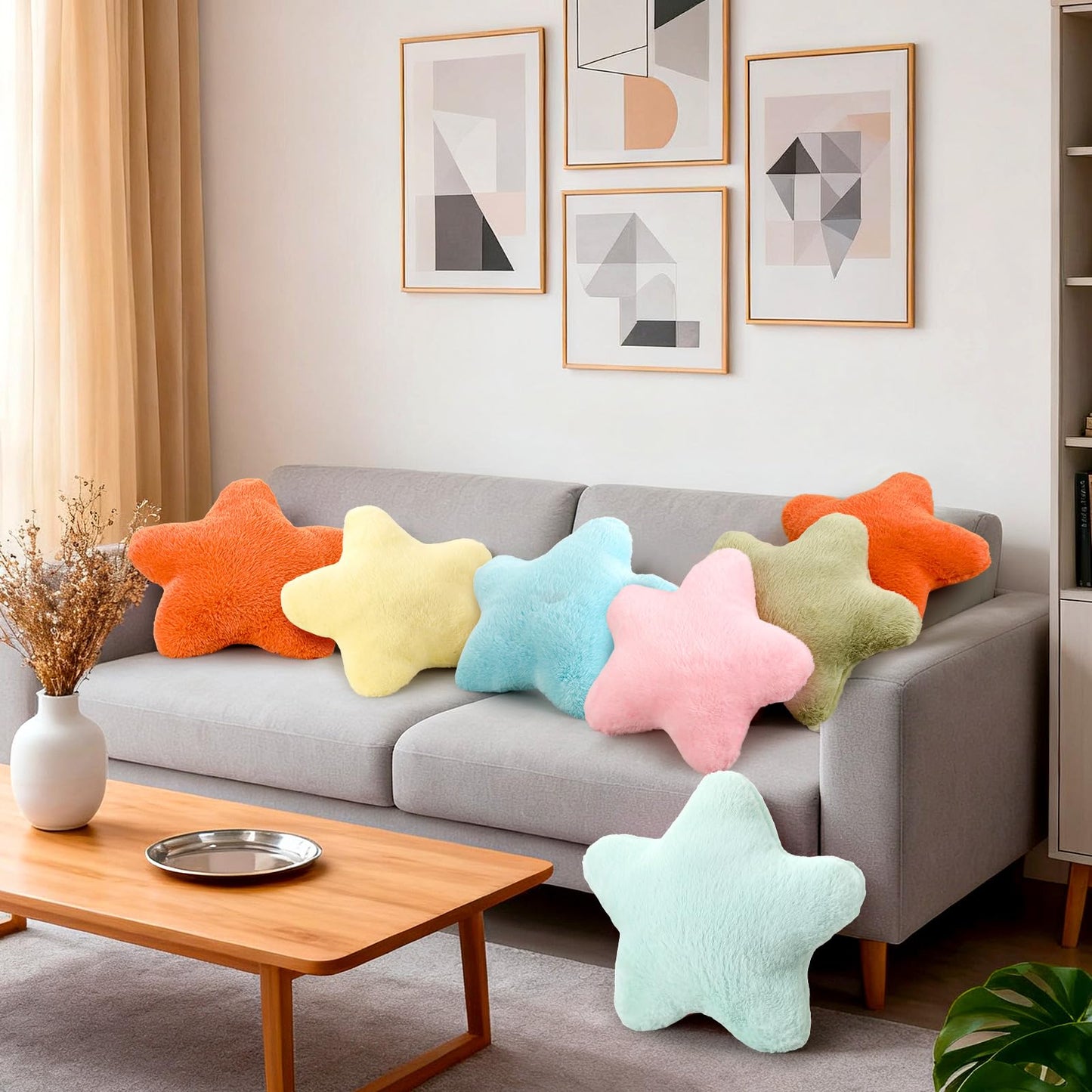 Beeveer 8 Pack Star Shaped Throw Pillow Back to School Gifts Decorations Mix Star Plush for Bed Sofa Cute Throw Pillow Plush for Floor Room Sleepover Bedroom Living Room(Classic)