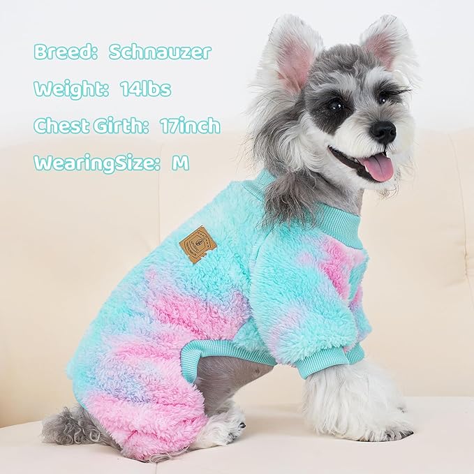 XPUDAC Dog Sweater, Dog Winter Clothes for Small Medium Dogs Girl Boy Fleece Doggy Pajamas for Winter Christmas, Tie-Dye03, Large