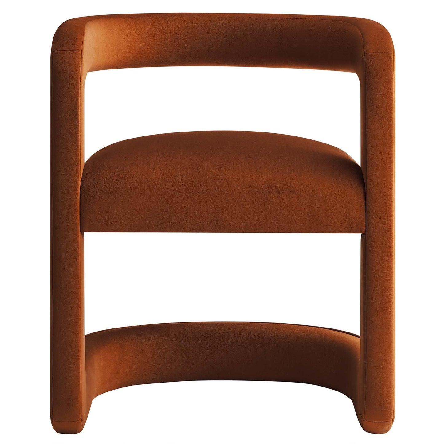 Modway Winslow Stain-Resistant Performance Velvet Dining Chair in Rust - Open Back Barrel Armchair - Upholstered Dining Chair - Cozy Reading Chair or Velvet Vanity Chair