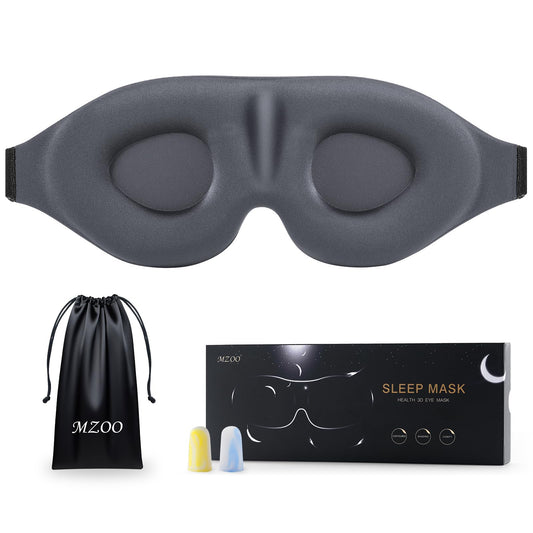 MZOO Luxury Sleep Eye Mask for Side Sleeper Men Women, Zero Eye Pressure 3D Sleeping Mask, Light Blocking Patented Design Night Blindfold, Soft Eye Shade Cover for Travel, Grey