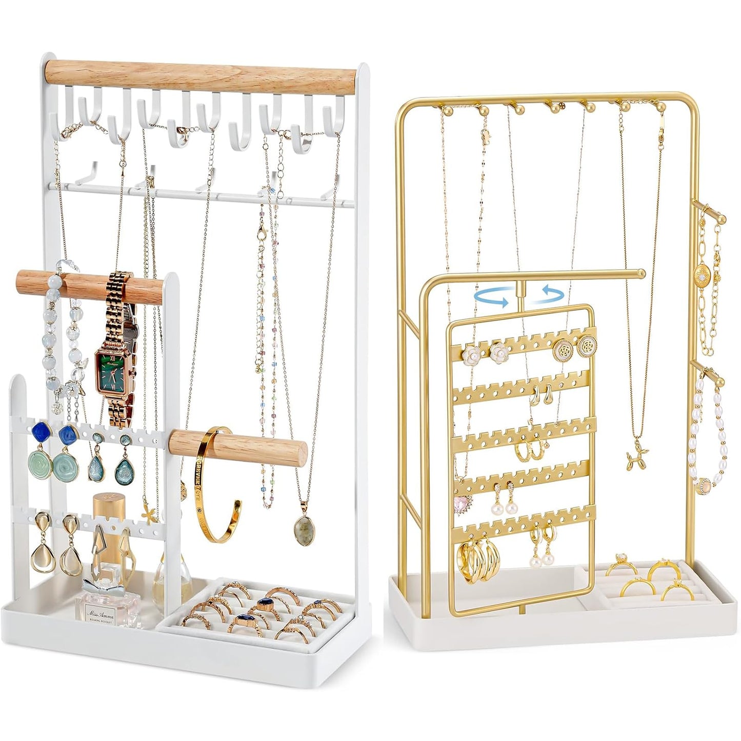 ProCase 4 Tiers Jewelry Stand Bundle with Jewelry Display Stand Holder