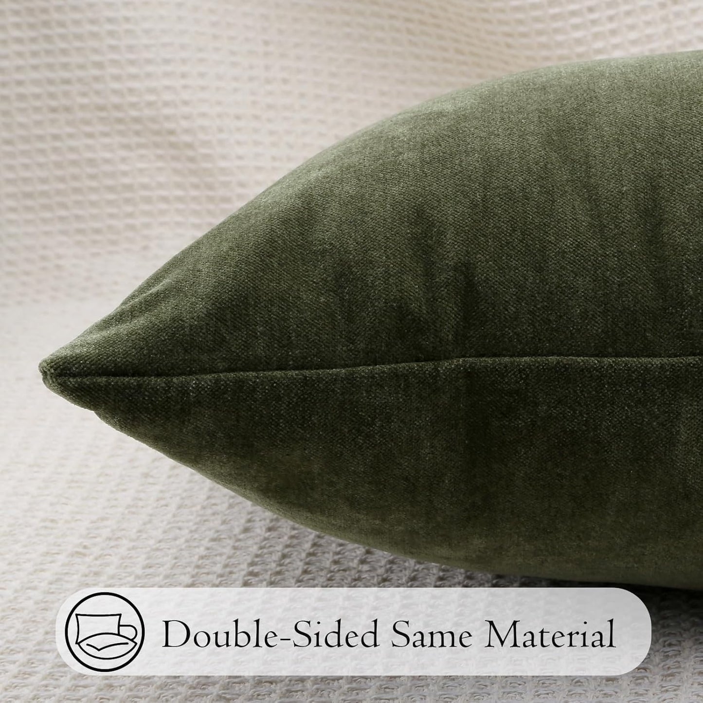 JoraLion Chenille Throw Pillow Covers 24x24 inch, Moss Green Spring Decorative Pillow Covers, Farmhouse Solid Soft Chenille Cushion Case for Couch Sofa Bed Living Room, Pack of 2(Cover ONLY)
