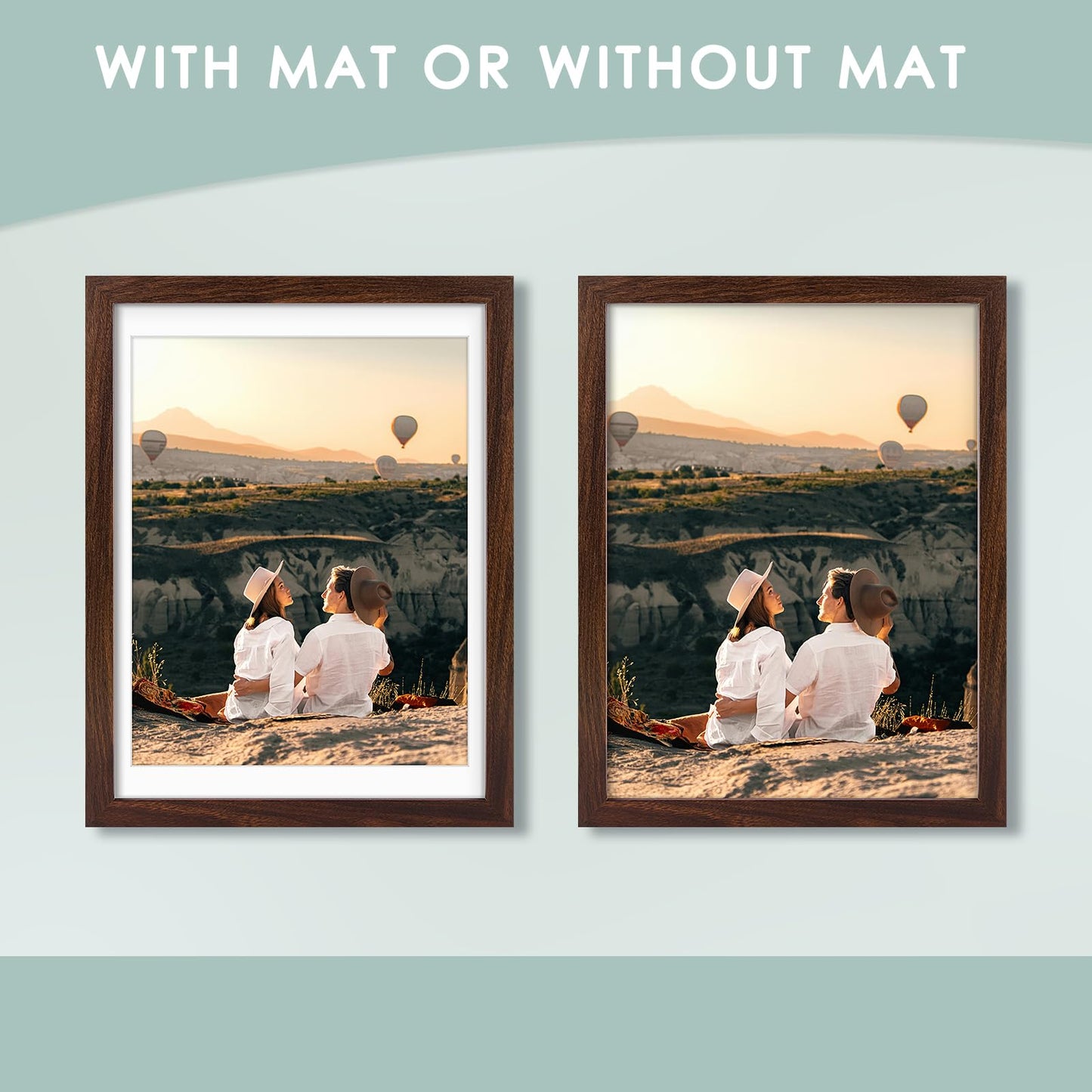 Golden State Art 12x16 Picture Frame with Mat for 11x14 Picture - Shatter Resistant Plexiglass - Engineered Wood Gallery Wall Frame for 30x40 cm Print (Dark Brown, 1 Pack)