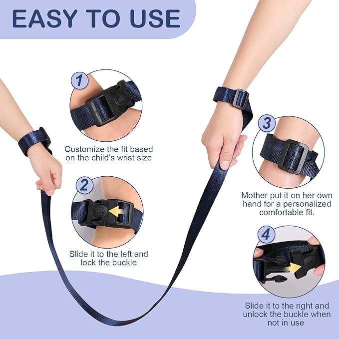 Secure Wrist Leash Harness for Older Children with Autism Special Needs ADHD, Escape Proof Wrist Leash with Adjustable Tether and Lock Buckle, Child Elopement Leash