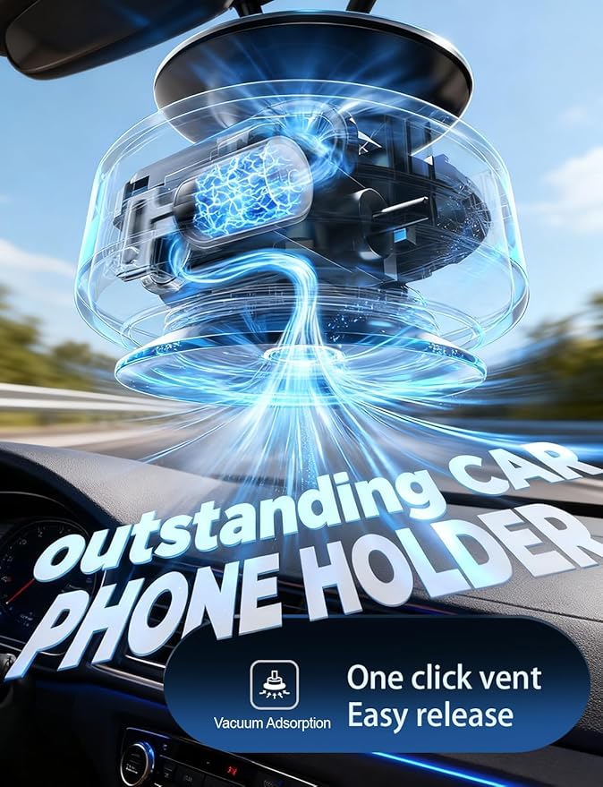 for Suction Phone Mount, 360° Electric Vacuum Magnetic Phone Holder,Only on Car/Gym/Mirror/Smooth Surface/Vlogging Travel,Content Creator Phone Holder Compatible with All Smartphones （Silver）