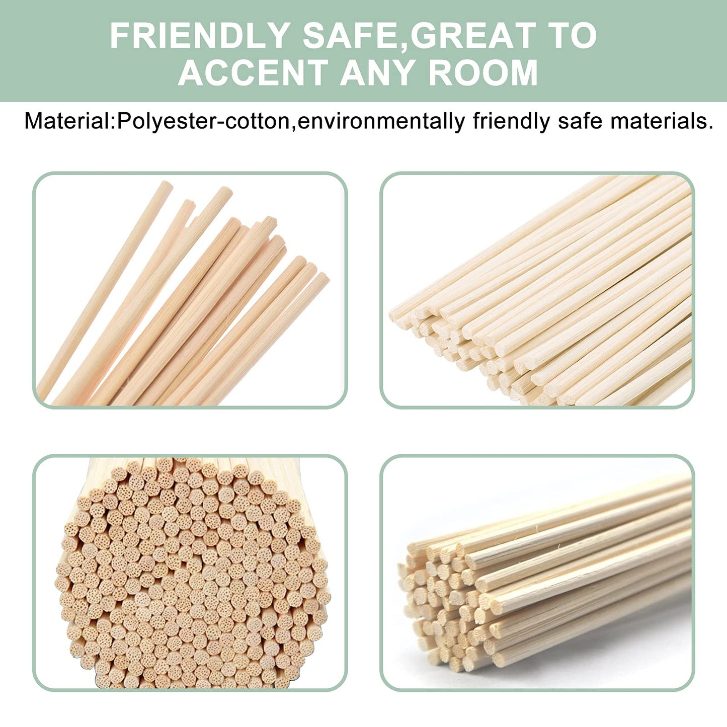Wnspir100PCS Reed Diffuser Sticks，9 Inch Rattan Wood Sticks Natural Rattan Essential Oil Aroma Refill Wood Sticks for Spa, Fragrance, Aromatherapy (Natural Color 9inch)