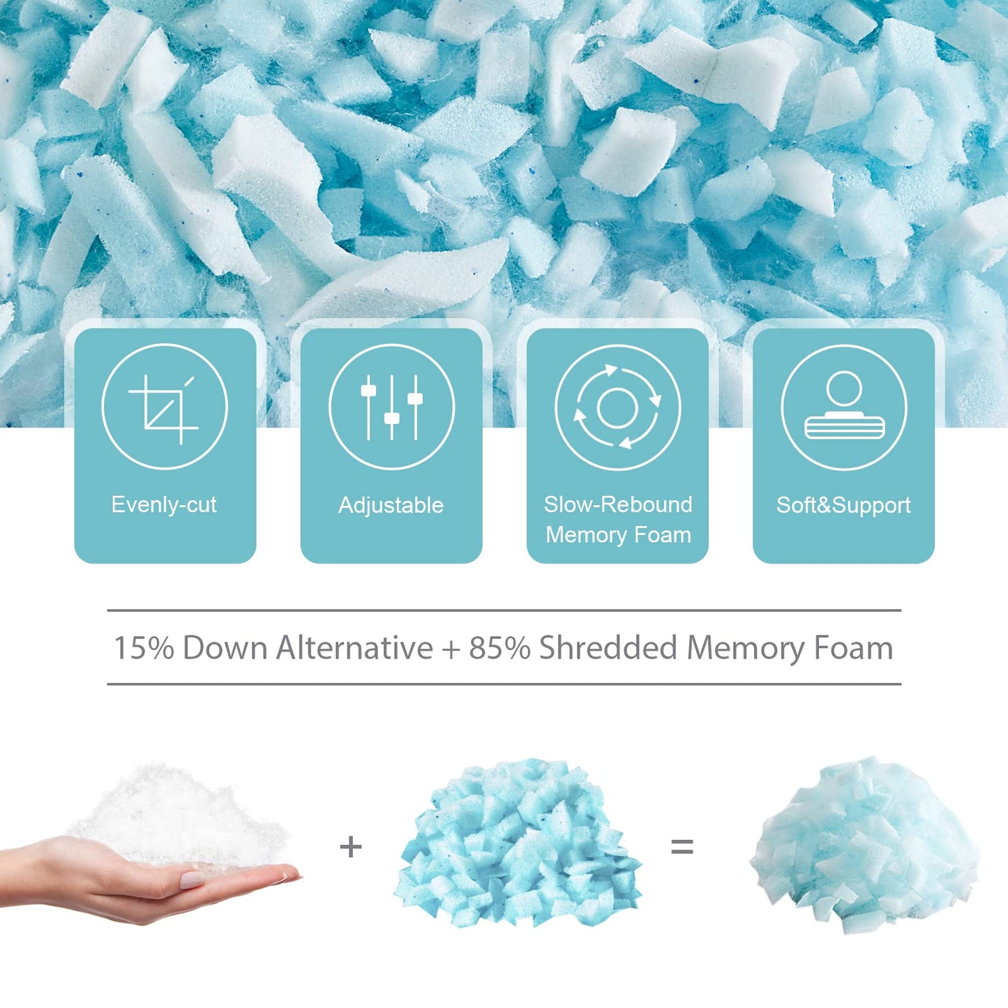 Meoflaw Cooling Pillows King Size Set of 2,Shredded Memory Foam Bed Pillows for Sleeping, Supportive Pillows for Back & Side Sleepers,Adjustable King Size with Removable Cover