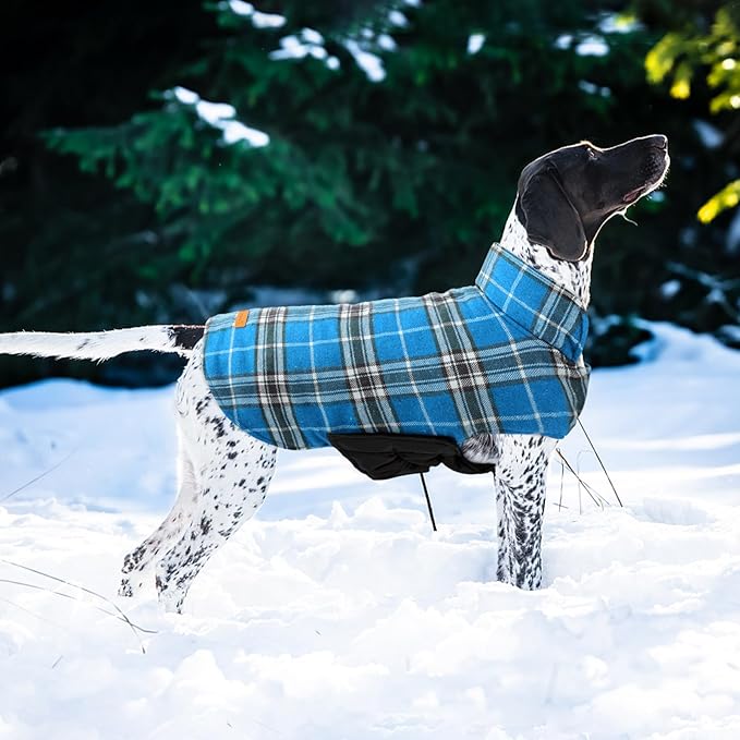 Kuoser Warm Dog Coat, Waterproof Dog Jacket for Extra Large Dogs, Adjustable Durable XXL Doggie Winter Coat Reversible Puppy Cold Weather Apparel from Small to Large Breed, Blue XXL
