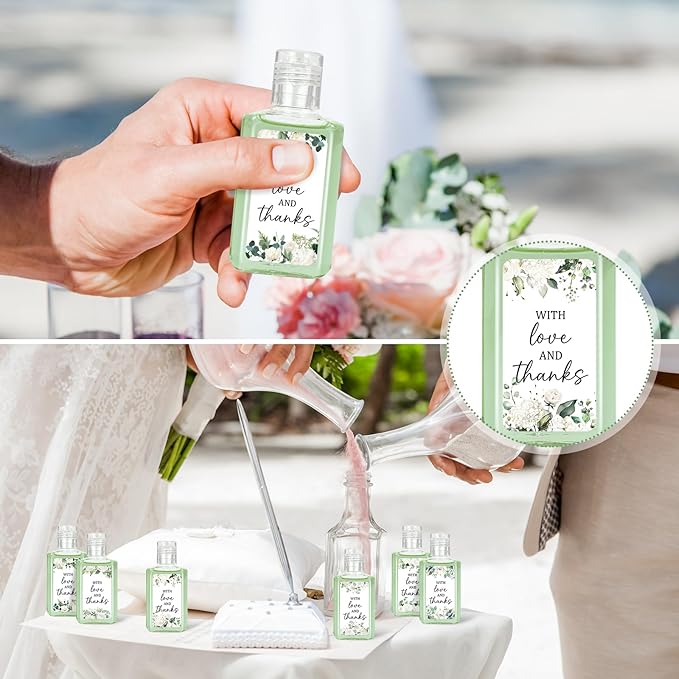 50 Pcs White Flower Mini Hand Sanitizer Bulk Thank You Gift Favors Small Hand Sanitizer for Guest 1fl oz Travel Size Hand Soap Gift for Wedding and Baby Shower Supplies