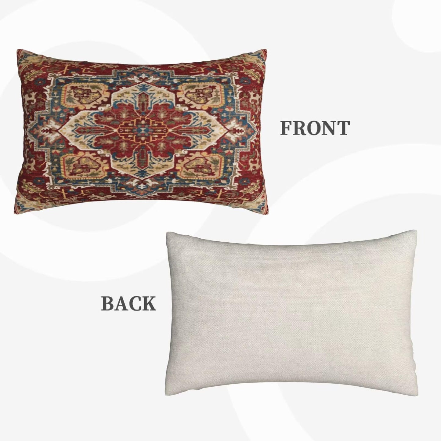 Boho Pillow Covers 12 x 20 Inch Pack of 2, Burgundy Red Bohemian Rug Carpet Pattern Decorative Throw Pillow Cases Outdoor Linen Farmhouse Cushion Cover for Bedroom Home Sofa Decor