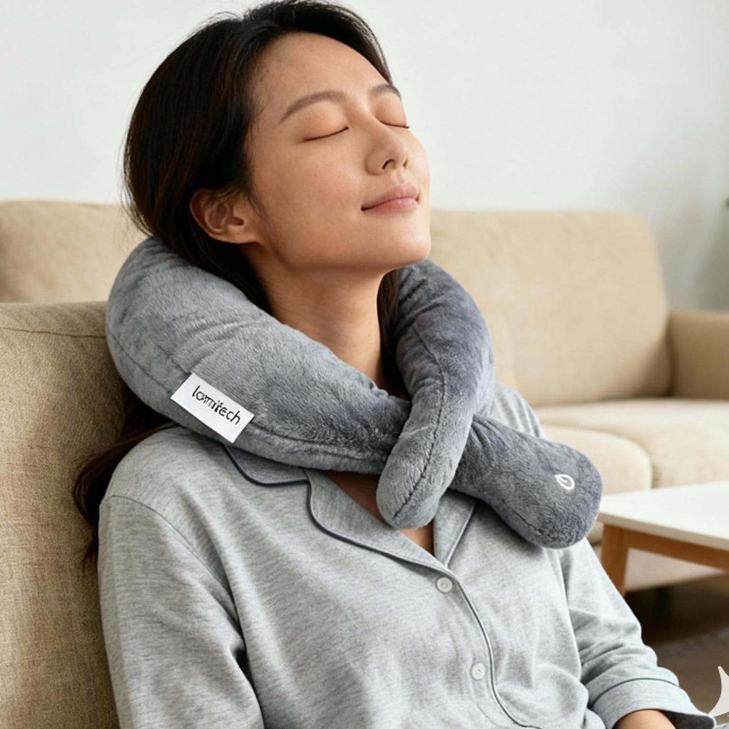 lomitech Travel Pillows,Wireless Airplane Massage Pillow Neck Support with 3 Vibration Modes,Vibration Wrap Neck Massage,Battery Operated Adjustable Pillow for Neck Pain Relief
