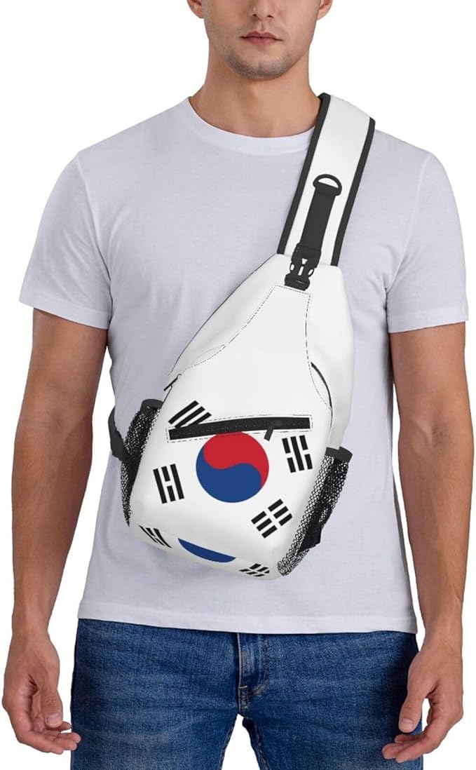 QFXUYNG South Korea Flag Adult Sling Bag Unisex Chest Bags Crossbody Backpack Casual Daypacks Shoulder Bag for Women Men Cycling Hiking Travel