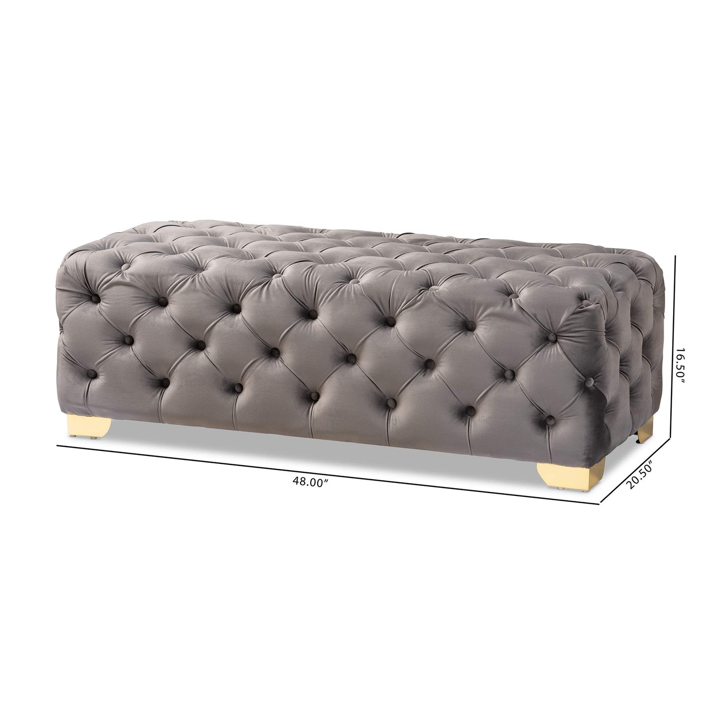 Baxton Studio Ottomans, One Size, Gray/Gold