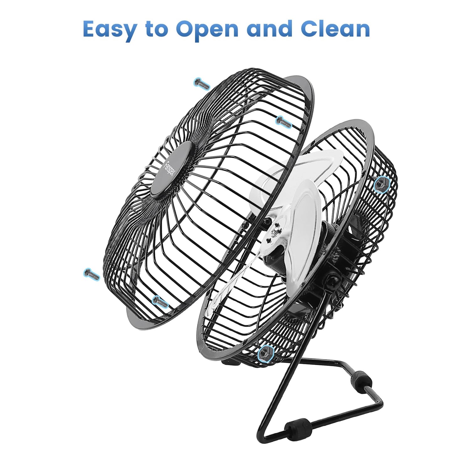 Fanspex 6" Small USB Desk Fan for Home Office Bedroom Desktop, Black
