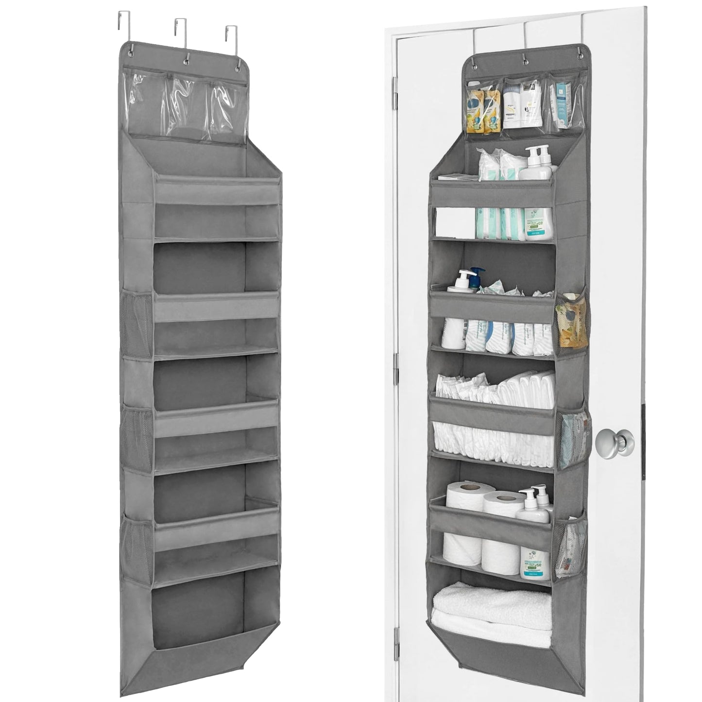 Over The Door Organizer with 5 Large Pockets, 5-Tier Hanging Storage