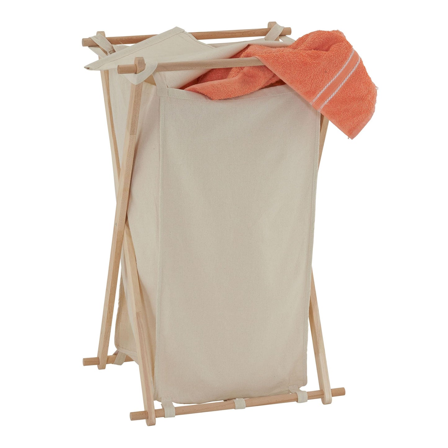 Household Essentials 6785-1 Collapsible Wood X-Frame Laundry Hamper with Fold Over Lid