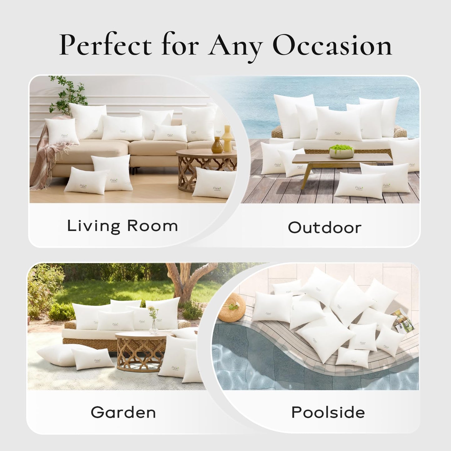 Outdoor Pillows 18 X 18 Pillow Inserts Pack of 4, Water-Resistant Decorative Premium Square Pillow Stuffer Sham Waterproof Pillow for Sofa Couch, Porch Patio Living Room Bedroom Furniture
