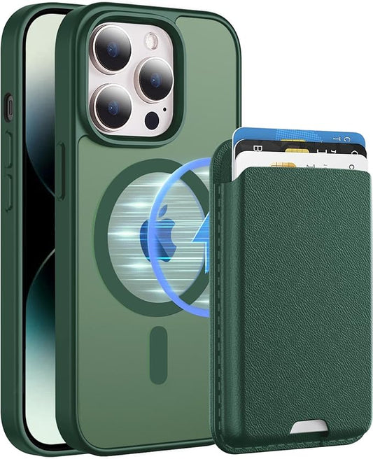 Ntwinro Magnetic for iPhone 14 Pro Max Case (Compatible with MagSafe) with Detachable Wallet & Card Holder for 3 Cards [RFID Blocking] Military Grade Protective Slim Phone Cover, Green