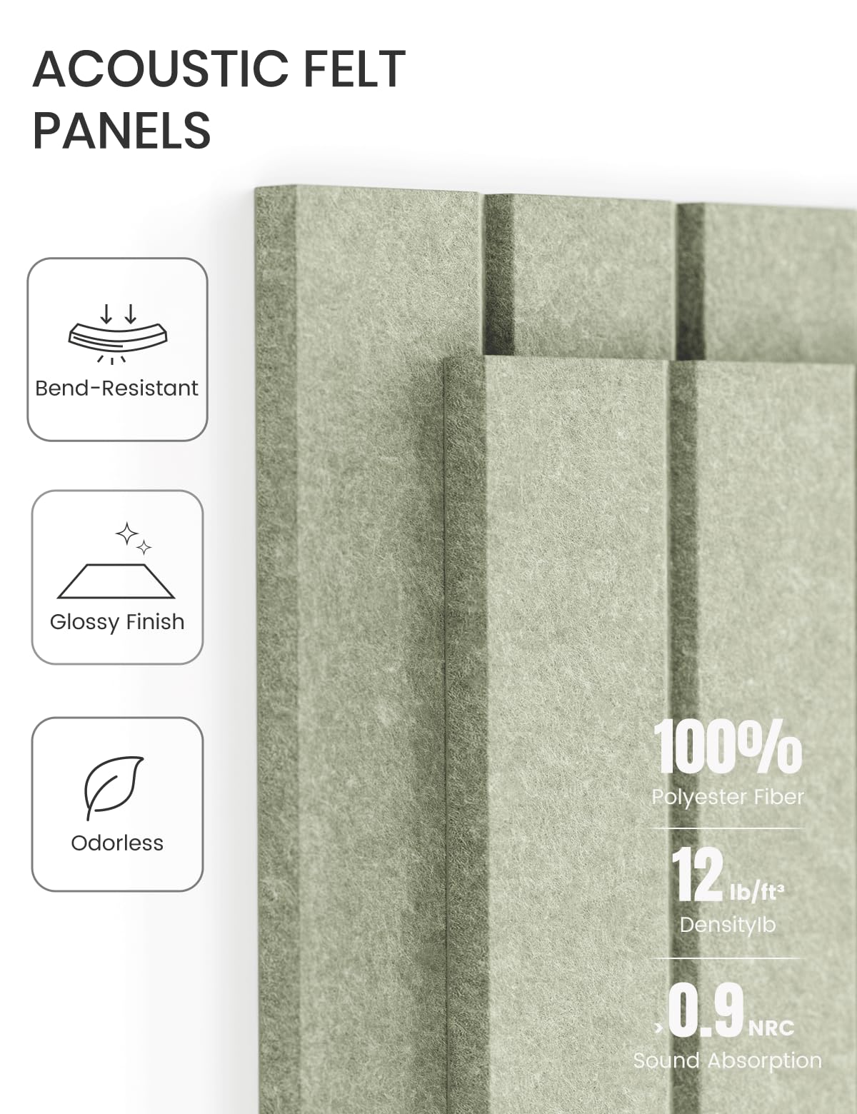 Fluxynara Large Felt Bulletin Board 48" x 36" Cork Board Alternative-12 Pack with 64 Safe Removable Adhesive Tabs, Cork Boards for Walls Cork Board for Home Office Classroom Pin Board - Sage Green
