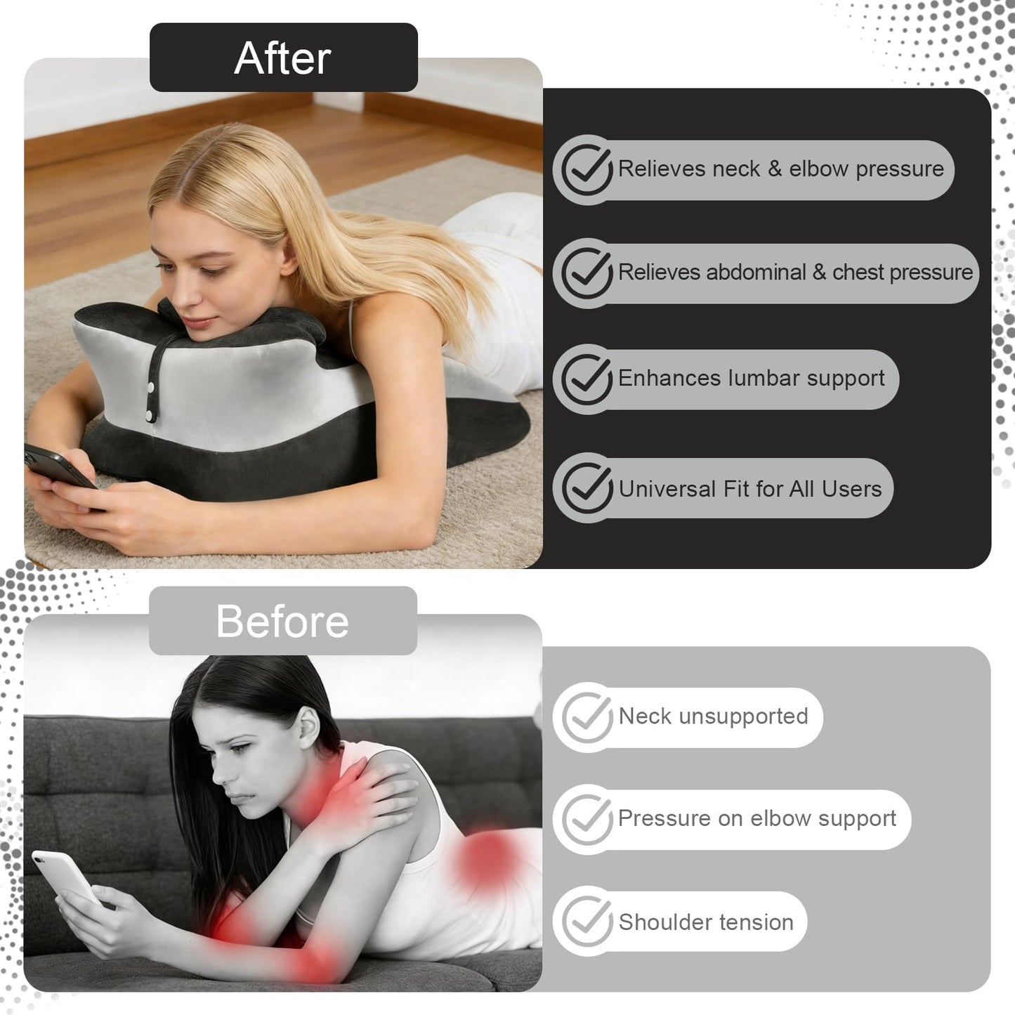 Wacalarda Memory Foam Wedge Pillow, Ergonomic Reading Pillow for Bed, Waist and Neck Support, Quick Rebound & Plush Comfort