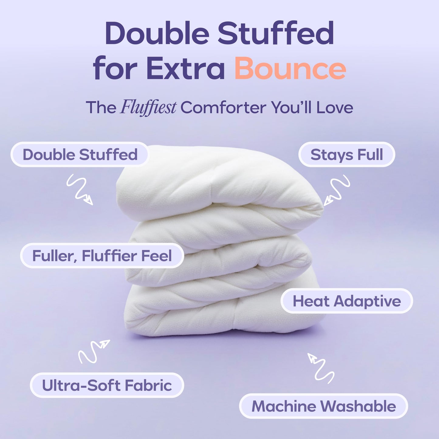 Mellow Marshmellow Comforter King/Cal King - Extra Fluffy Double-Stuffed Down Alternative Duvet Insert, All-Season Temperature-Balancing, Oeko-TEX Class I Fabric, Box-Stitch, Machine Washable