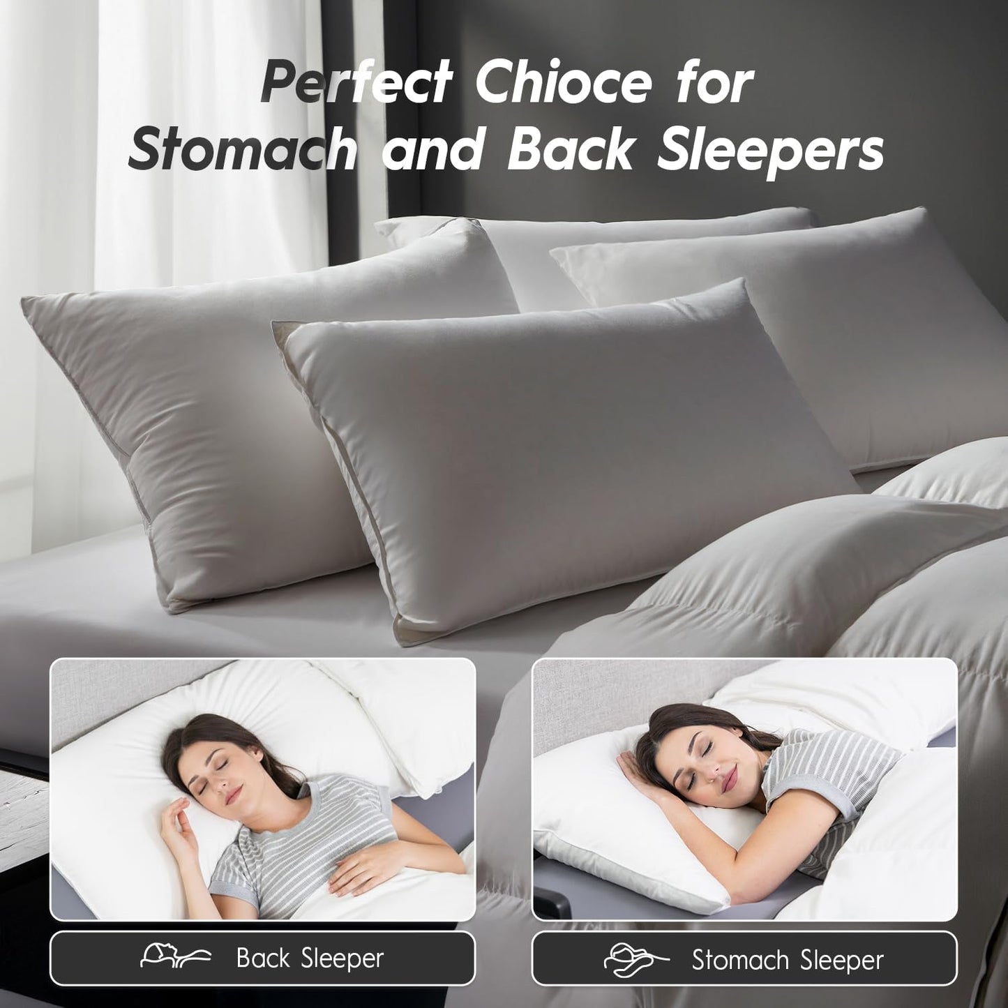 Globon Ultra Soft Down Pillow Standard Size, Premium Down Filled Bed Pillow for Sleeping, 100% Cotton Shell 500 Thread Count 700 Fill Power, Soft Hotel Collection Down Feather Pillow 20" x 26" 1 Pack