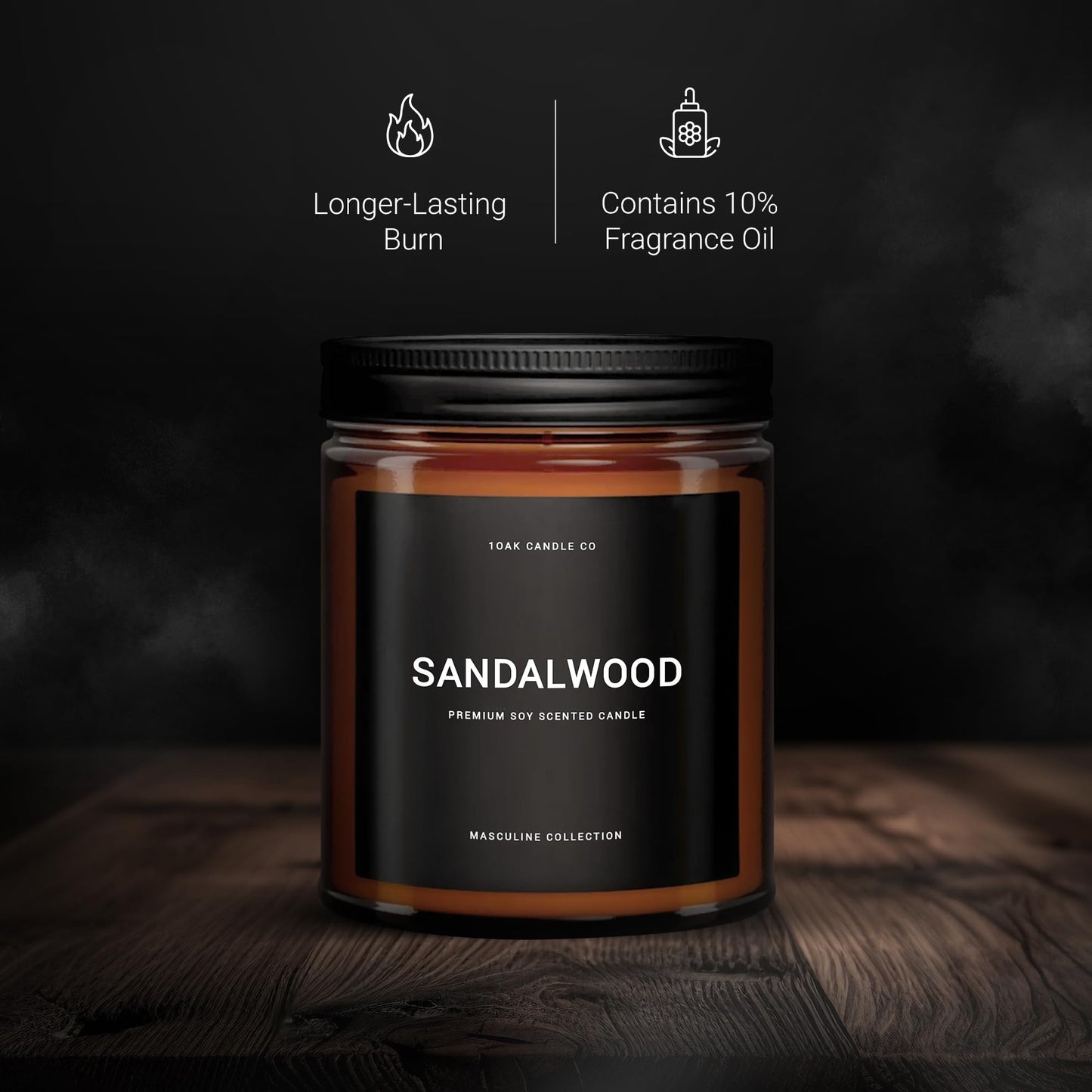 1OAK Scented Candles for Men - Sandalwood Candles - Mens Candle for Home - Masculine Candle - Long Burning Premium - Soy Wax
