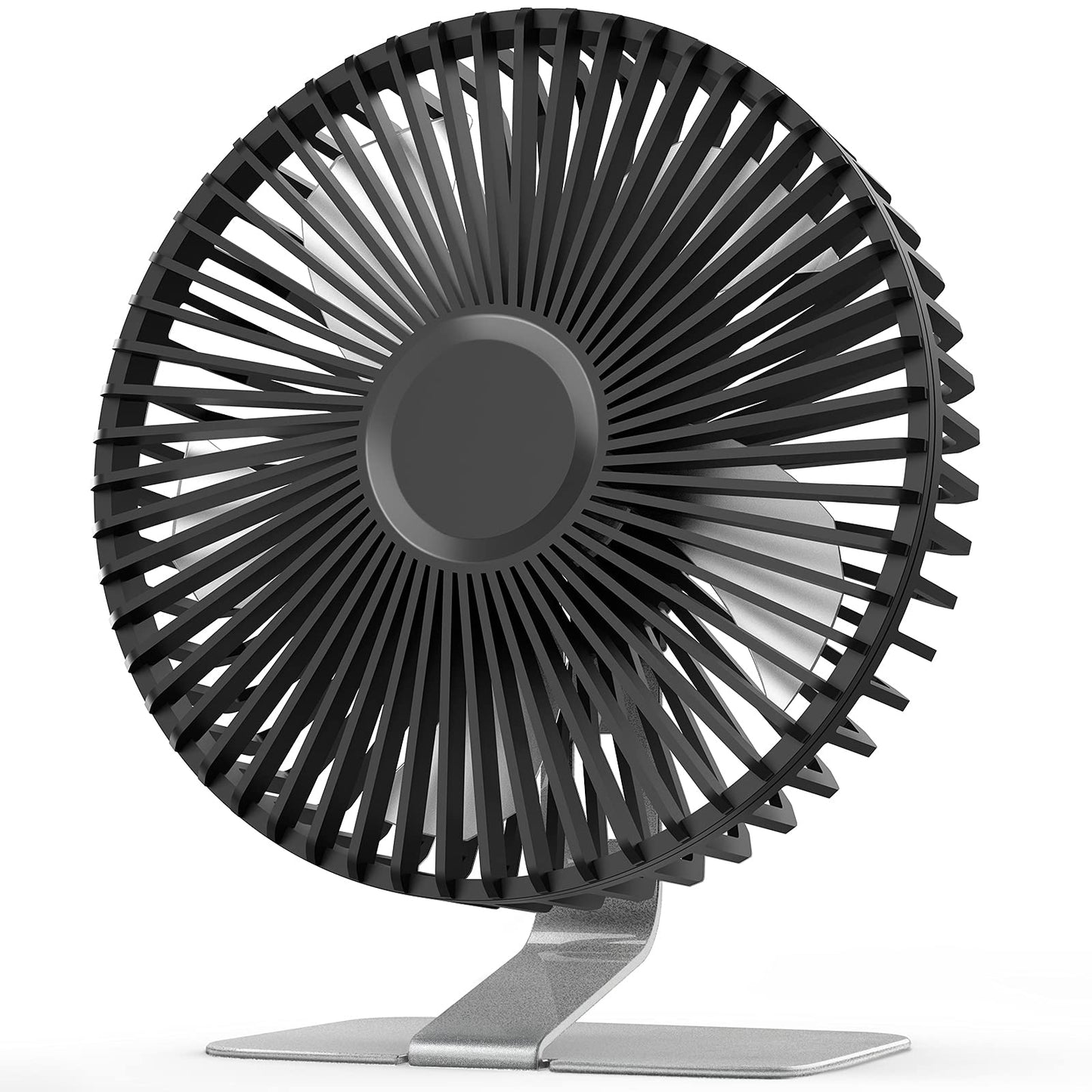 SLENPET 6 inch USB Small Desk Fan, 4 Speeds, Ultra-quiet, 90° Adjustment for Better Cooling, Portable Mini Powerful Desktop Table Fan, Mini Personal Fan for Home Office, Metal Base, Silver