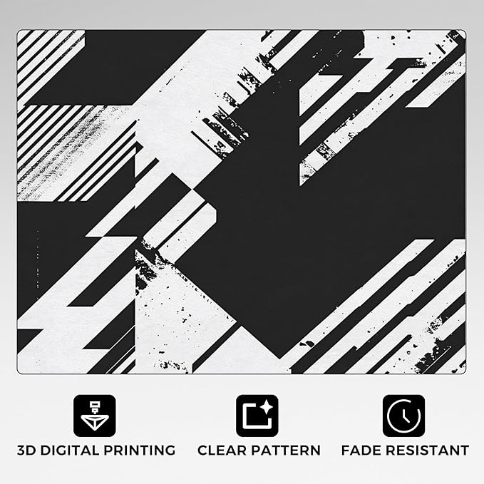 Black and White Rugs for Home Decor, 4x6 ft, Abstract Geometric Area Rugs for Living Room, Soft Non Slip Washable Modern Minimalist Carpet Bedroom Decorations Dt-Ghf-31