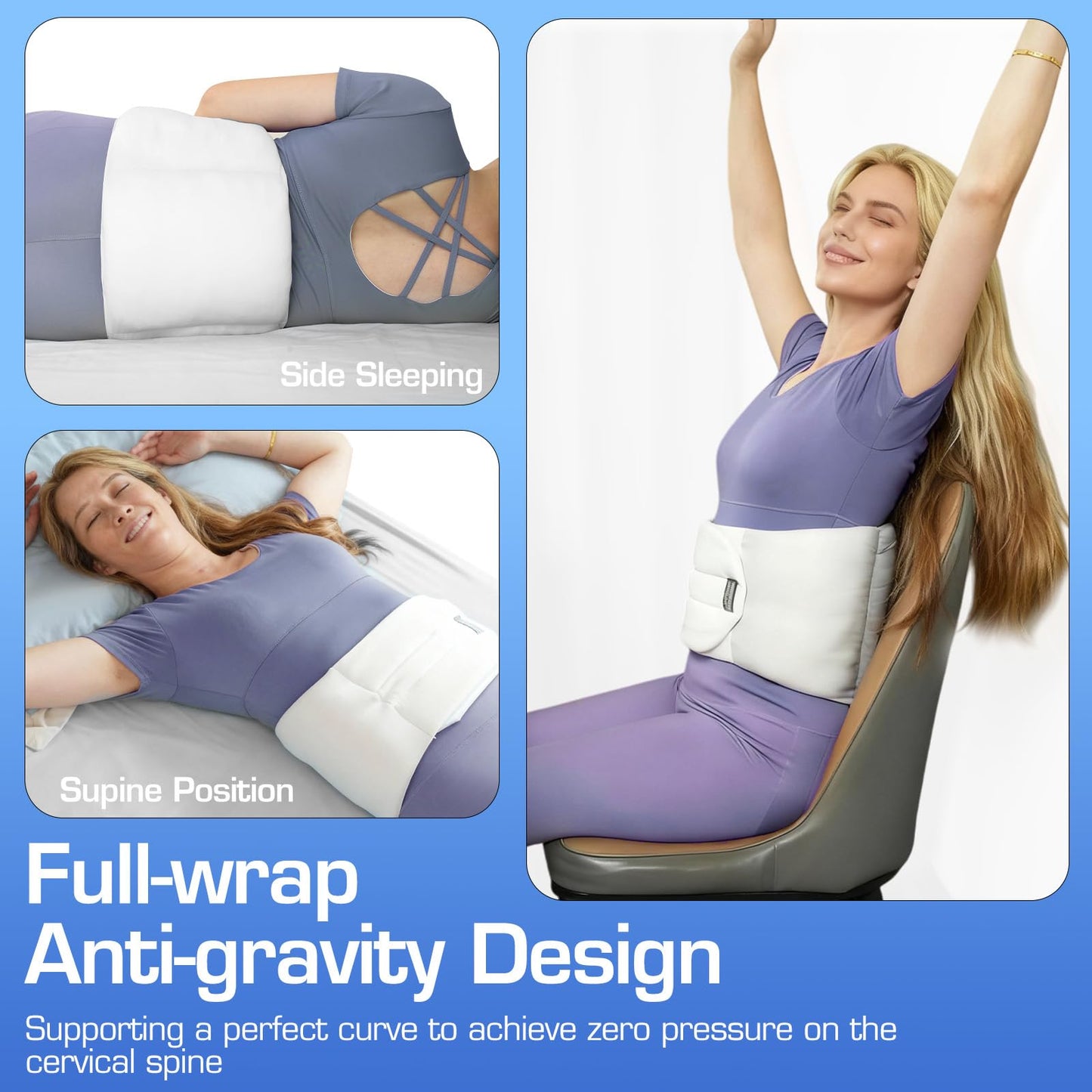 Procellatech Lumbar Support Pillow for Sleeping - Lumbar Sleeping Pillow， Lower Back Sleep Pillow for Pain Relief