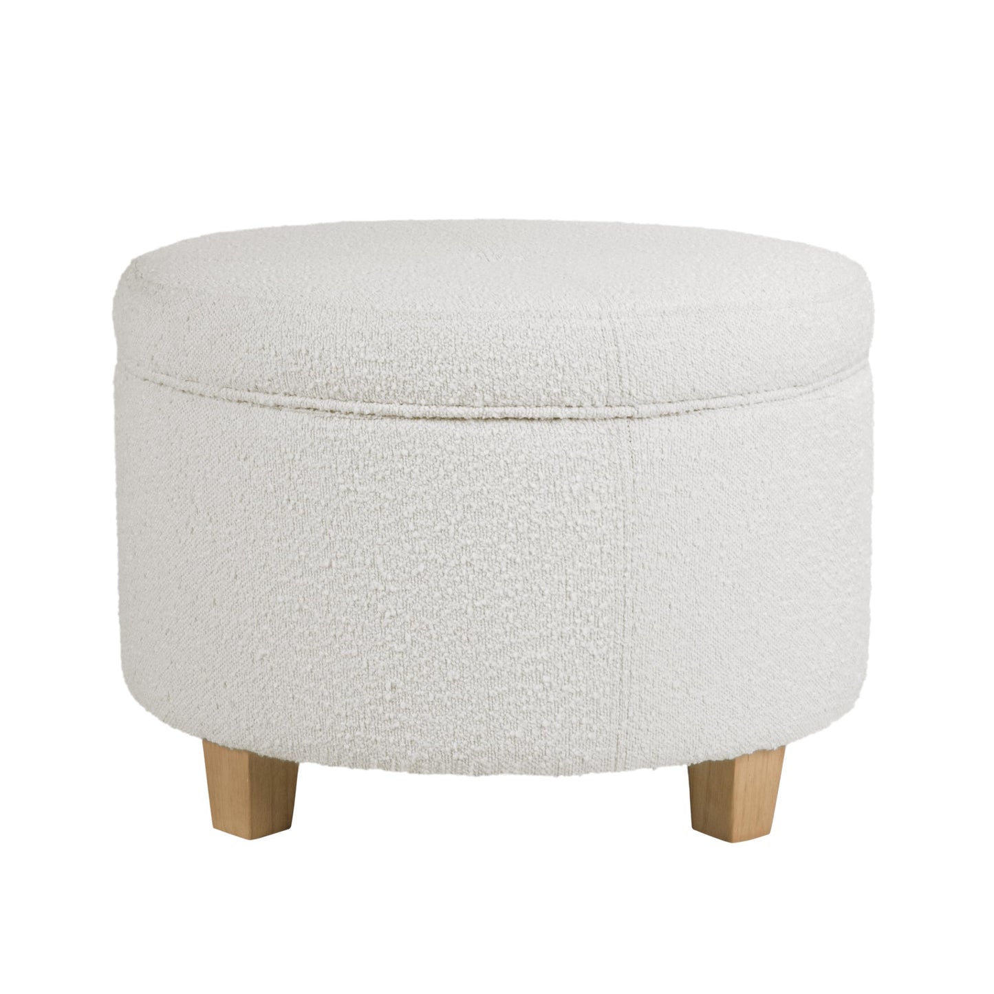 HomePop 24" Large Round Storage Ottoman - Cream Boucle