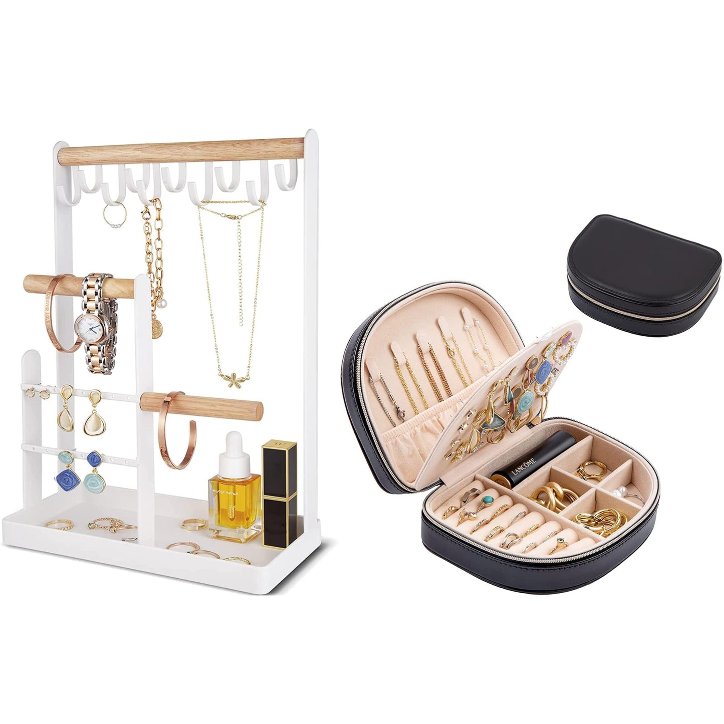 ProCase Jewelry Organizer Stand Bundle with Travel Size Jewelry Box