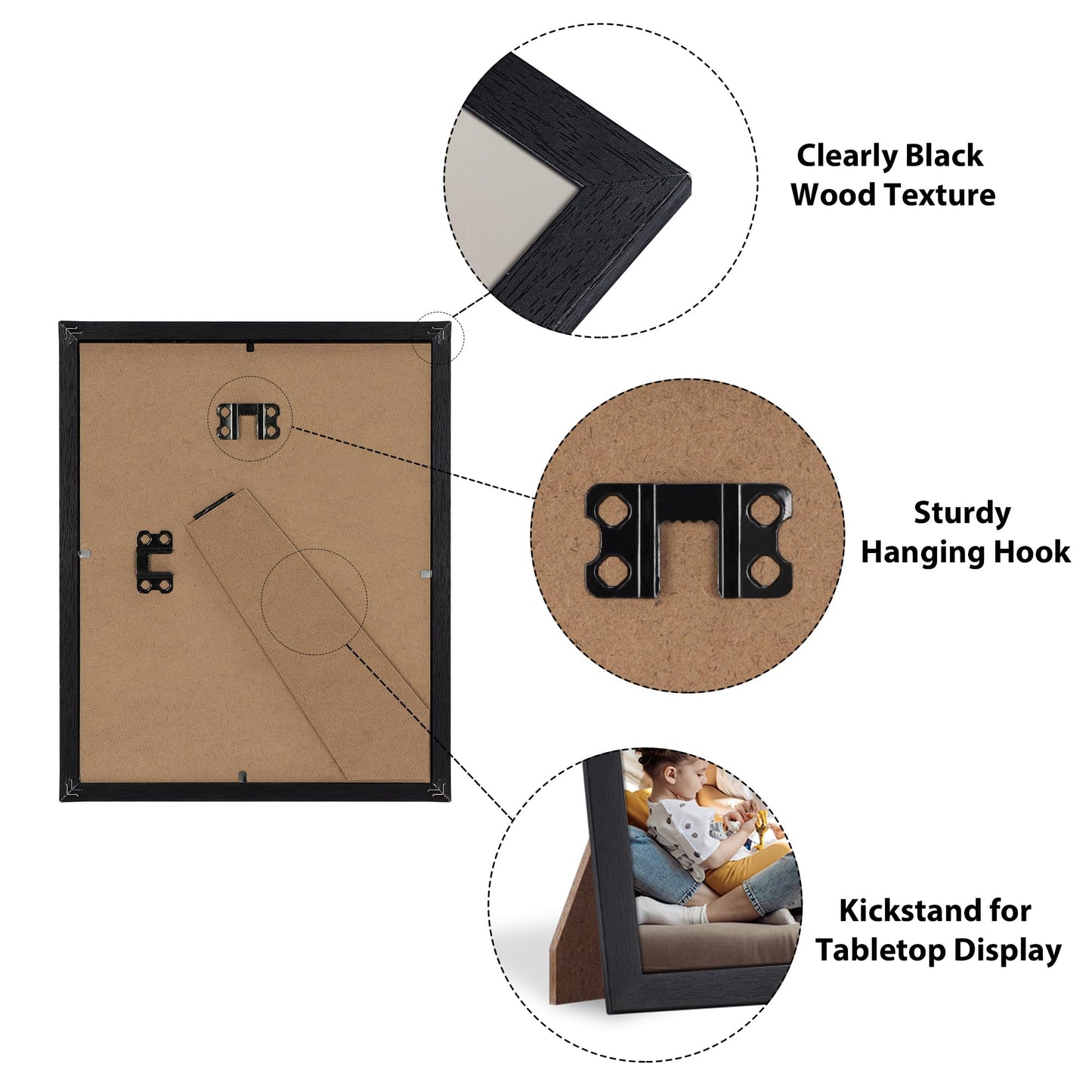 Edenseelake 8x10 Picture Frame Set of 15, Black Wood Photo Frame 8 by 10 for Wall or Tabletop Display