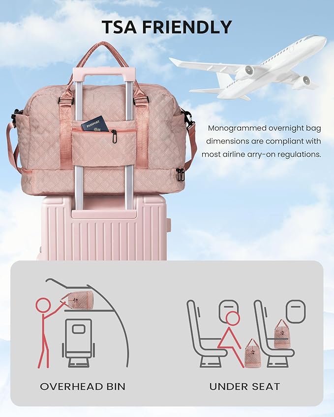 Vogewood Teacher Appreciation Gifts for Women-Duffle Bag with Shoe Compartment, Personalized Weekender Bag, Overnight Bag, Letter Travel Bag with Makeup Bag，Birthday Gift for Daughter (Letter O)