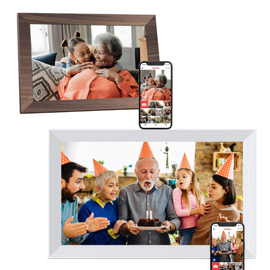 Frameo Digital Picture Frame 2 Pack, 1pc 15.6 Inch Photo Frame Electronic 32GB Memory, 1920 * 1080 Touch Screen, 1pc 10.1inch 1280 * 800 Digital Photo Frame 32GB Memory, Auto-Rotate, Share Photo Video