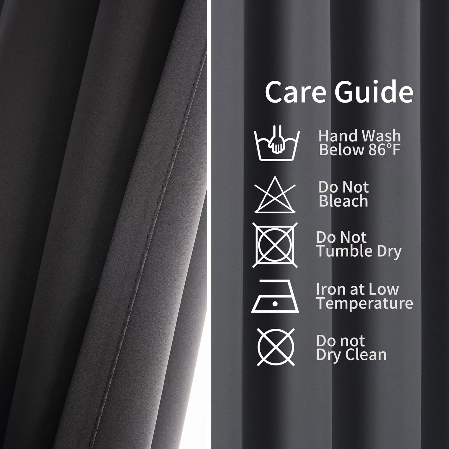 Pickluc Grey Blackout Curtain Panels with Grommet, Light Blocking Drapes for Living Room, Thermal Insulated, Noise Reduction, Privacy Protection, 52 Inches Wide x 108 Inches Long, Set of 2