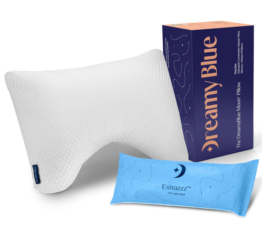 DreamyBlue Moon Pillow • Adjustable Loft, Luxury Cover, Shredded Memory Foam • for Back, Side and Combination Sleepers • Neutral Alignment for All • CertiPUR-US Certified Foam (King)