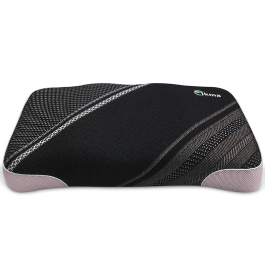 Bio-based Cervical Neck Pillow, ergonomically contoured design, memory foam pillow that provides neck support and shoulder pain relief, deep sleep pillow for side, supine and stomach sleepers. (Black)