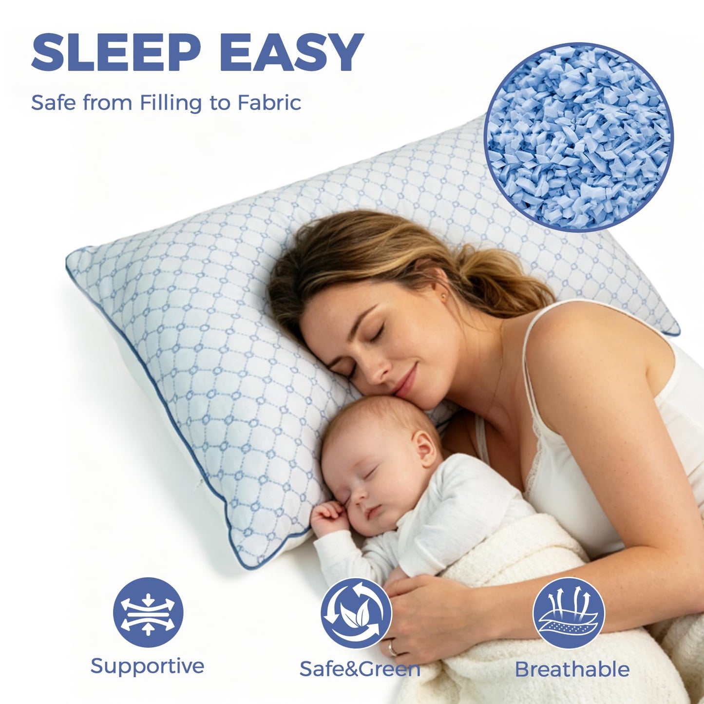 Yagamo Adjustable Bed Pillows Queen Size Set of 2 for Sleeping, Soft and Supportive Bed Pillows with Memory Foam Filling for Side, Back and Stomach Sleepers, Neck Supportive-Queen Size, 2 Pack