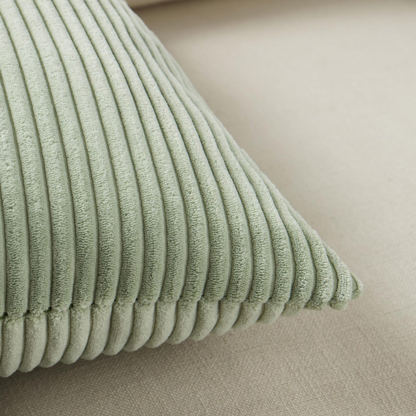 Fancy Homi 2 Packs Sage Green Decorative Throw Pillow Covers 20x20 Inch for Living Room Couch Bed Sofa, Farmhouse Boho Home Decor, Soft Corss Corduroy Patchwork Accent Square Cushion Case 50x50 cm