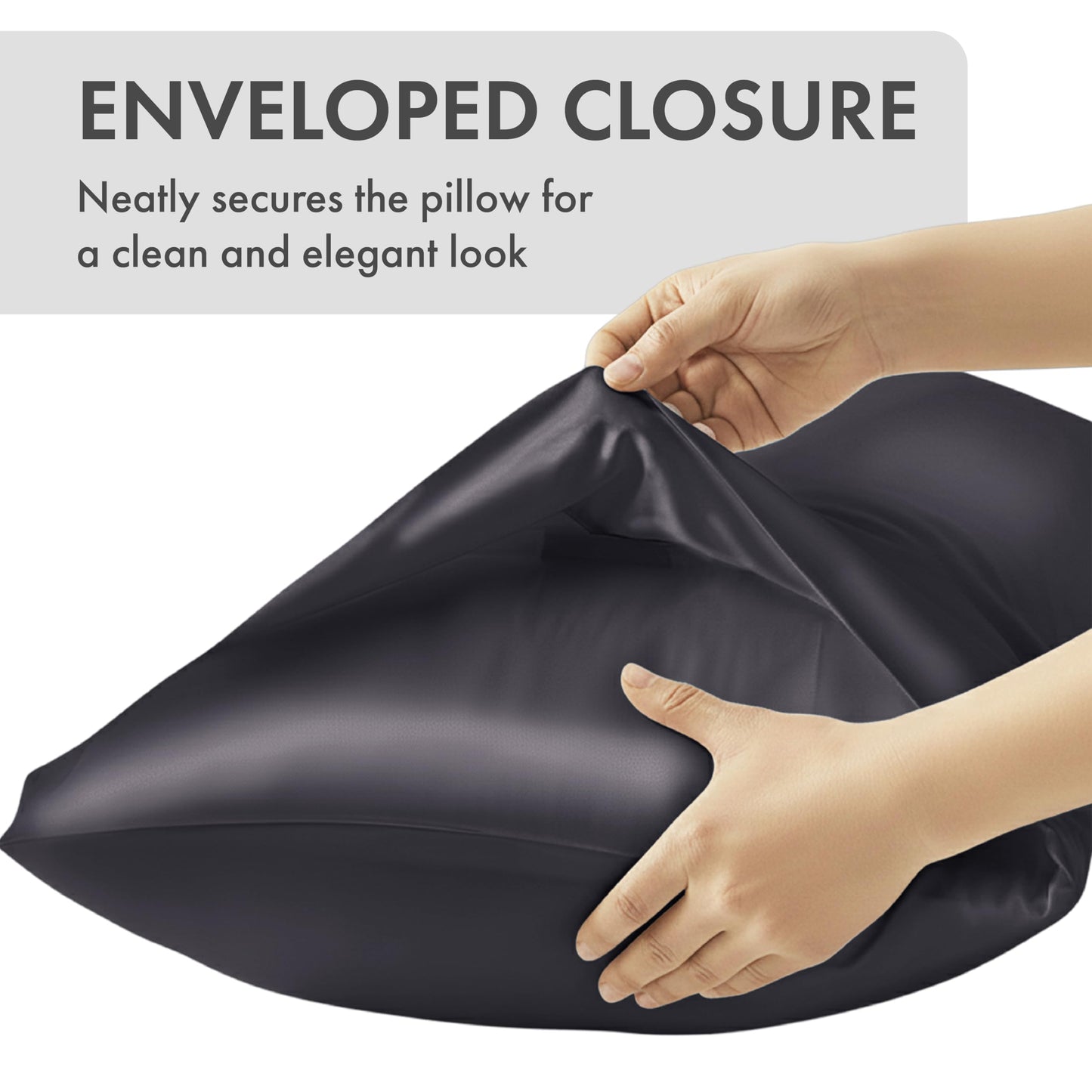 MAVIÉ Satin Pillowcase – Body 20" x 54" – Ultra Soft Cooling Pillow Case for Hair & Skin, Envelope Closure, Single Pack Dark Grey