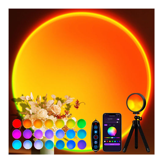 Sunset Lamp, Sun Light Projector for Aesthetic Room Decor,RGB Color Changing Night Light Mood Lighting for Bedroom,Gifts for Girl Kid Adults, 360°Rotation LED Light for Party TikTok Live Photography