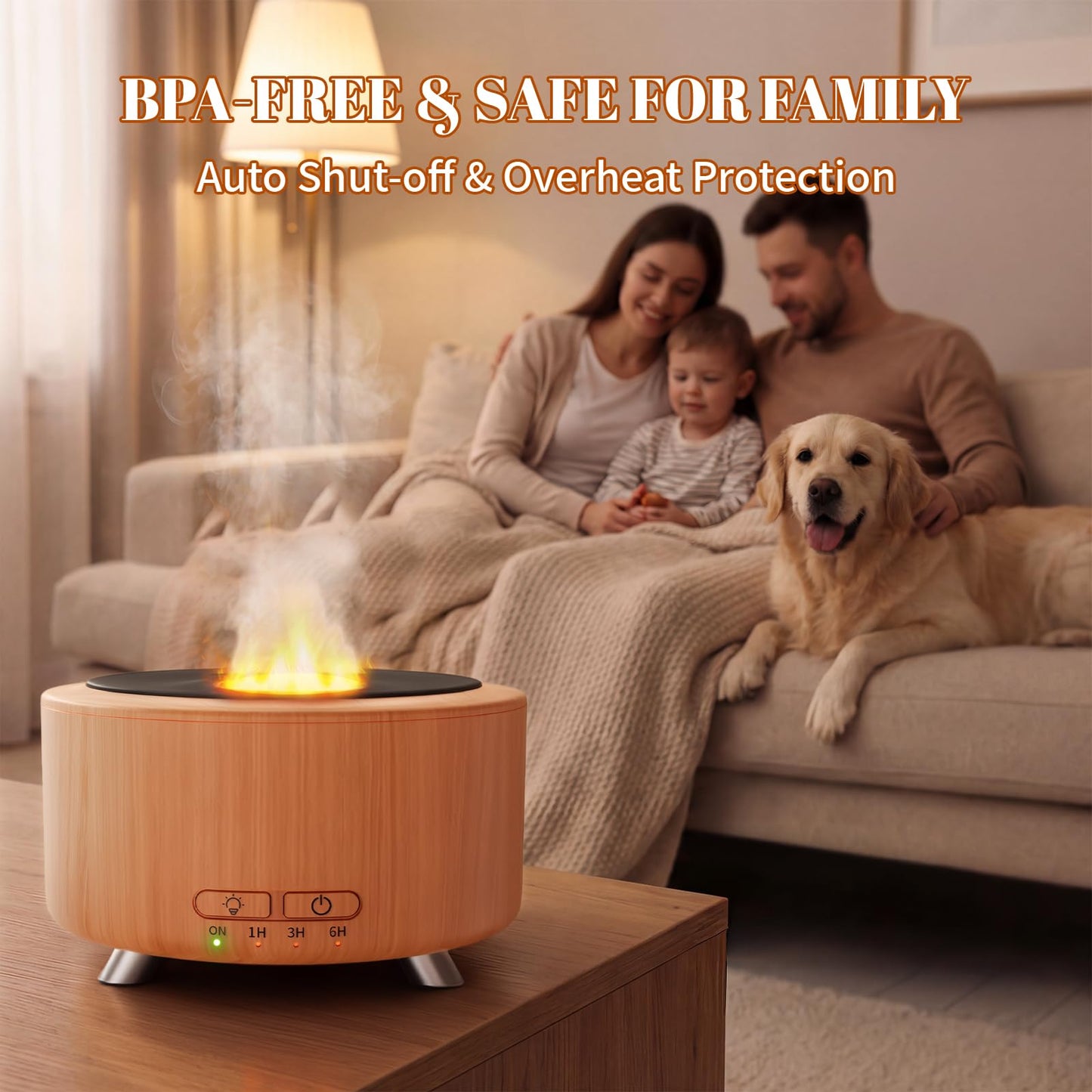 Essential Oil Diffuser for Home, 500ML Aromatherapy Diffuser Oil Machine for Office Room Yoga, Aroma Diffuser with Auto-Off Function, 9 Colors LED Night Light, Light Wood