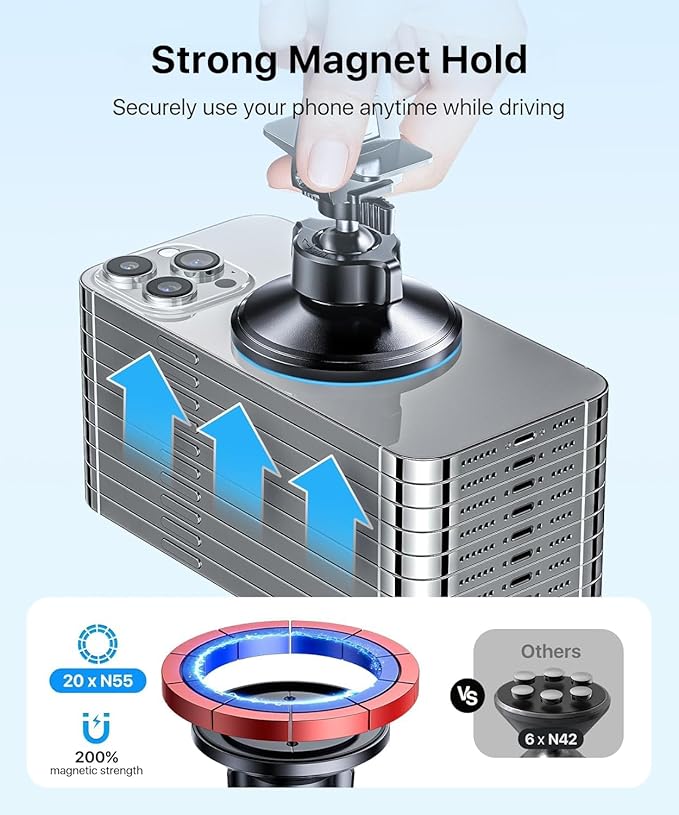 andobil for MagSafe Car Mount [Upgraded Strongest Magnet] Magnetic Phone Holder for Car Vent 360 Adjustable Magnetic Car Phone Holder Mount for iPhone 17 Pro Max 16 15 14 13 Plus Mini (Carbon Fiber)